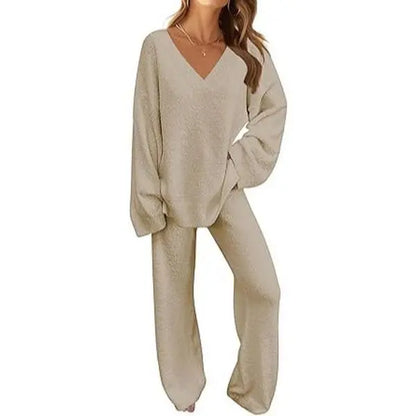 Women's 2 Piece Outfits Fuzzy Fleece Pajama Set Long Sleeve