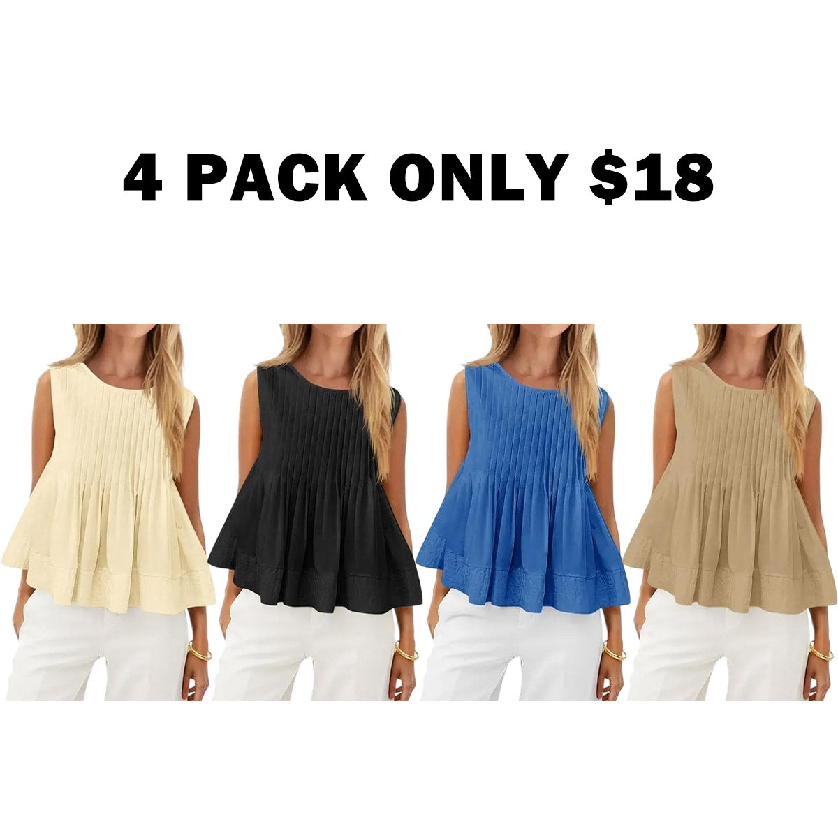 Women’s Pleated Babydoll Tank Tops