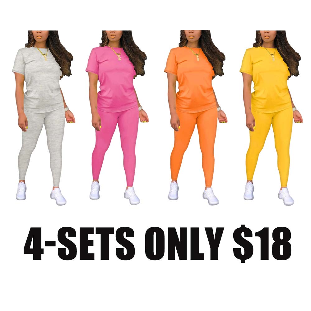 Fitted Round Neck Tee & Skinny Pants 2-Piece