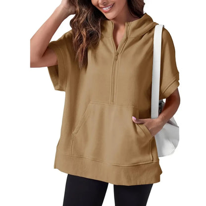 Women's Oversized Half Short Sleeve Casual Sweatshirts