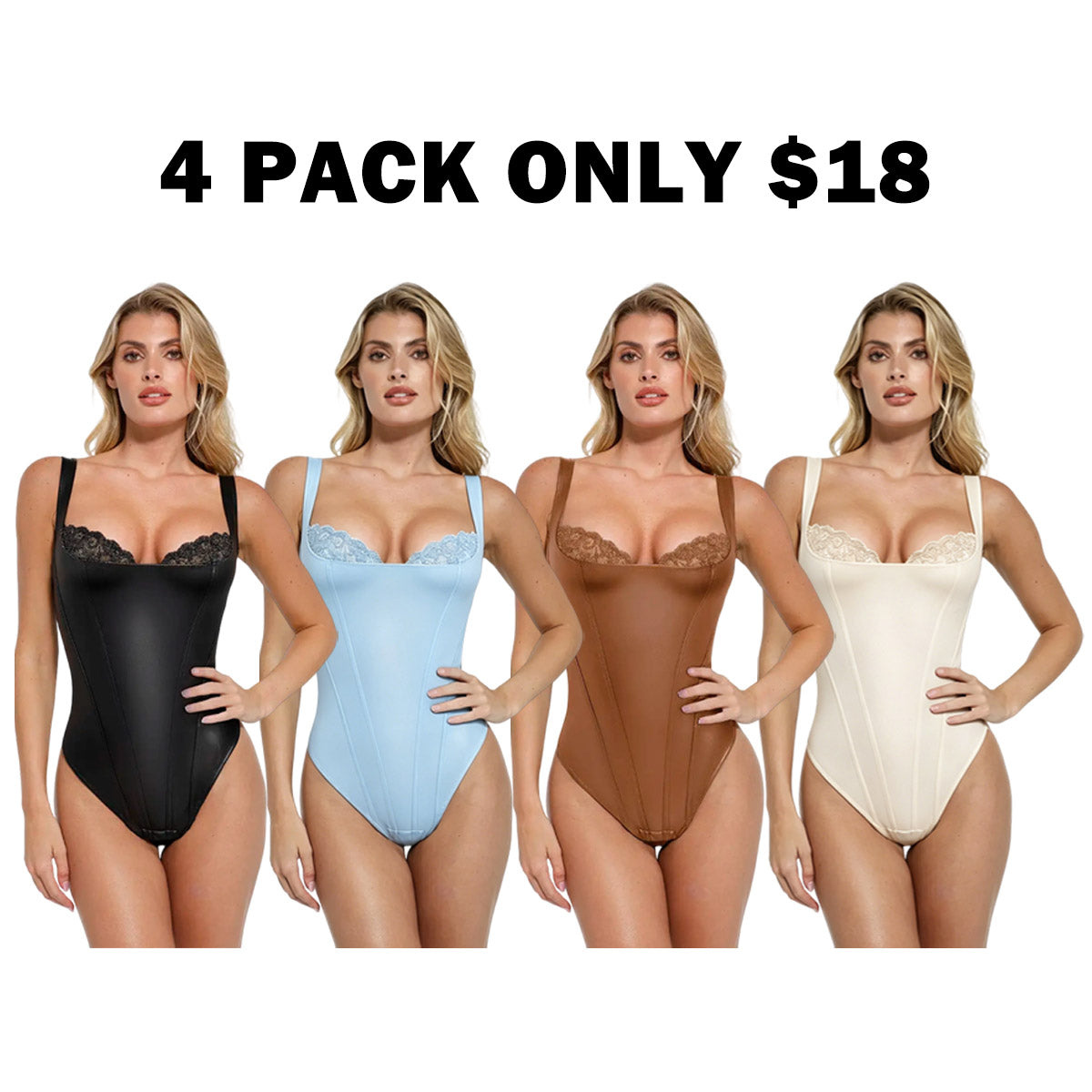 Basic Faux Leather Corset Top Supportive Shapewear