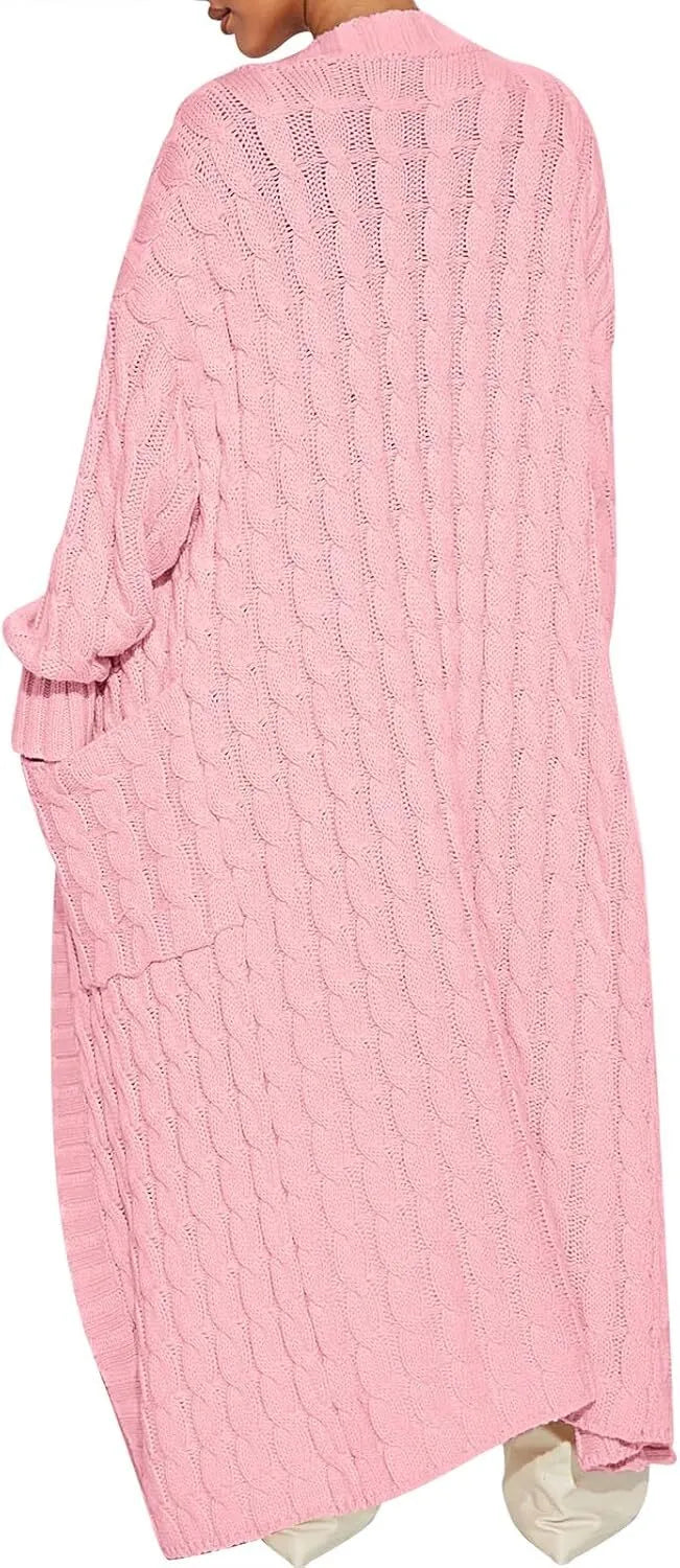 Women's Long Cardigan 2024 Oversized Coat Long Sleeve Open Cardigan Knitted Extra Long Coat Autumn Fashion Jacket Clothes