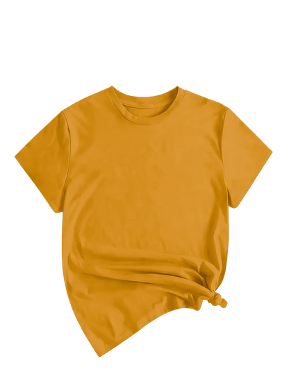 Women's Solid Round Neck Tee, Casual Short Sleeve Crew Neck T-Shirt for Summer