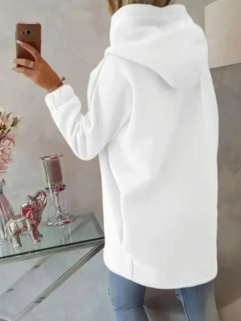 Women'S Plus Size Hooded Sweatshirt, Half-Zip Fashion Design