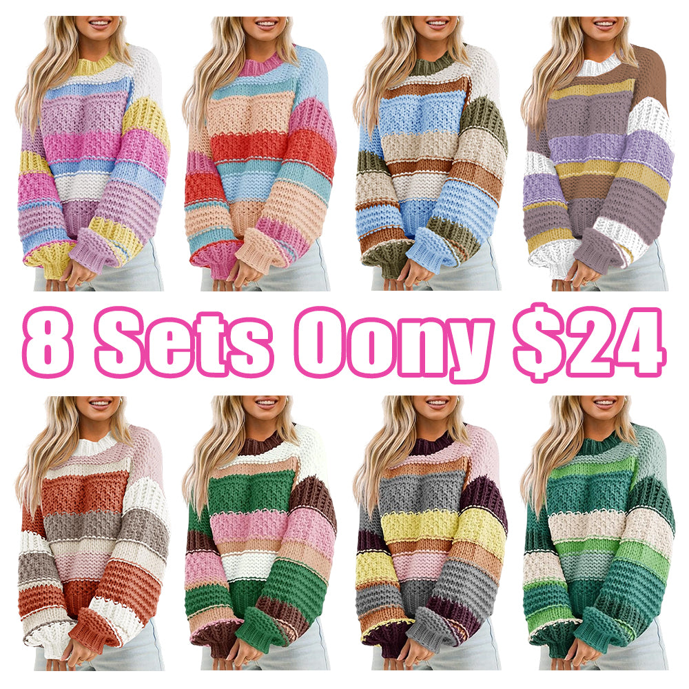 Women's loose-fitting oversized crew neck sweater