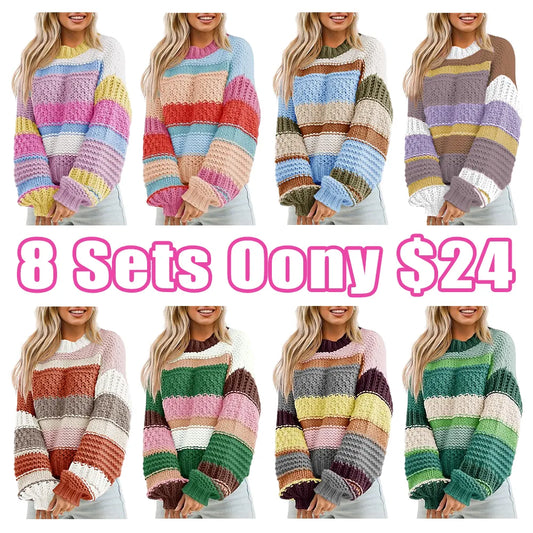Women's loose-fitting oversized crew neck sweater