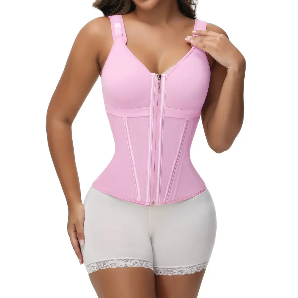 Women with Bra Tummy Control Girdle Workout Shapewear with Adjustable Shoulder Strap