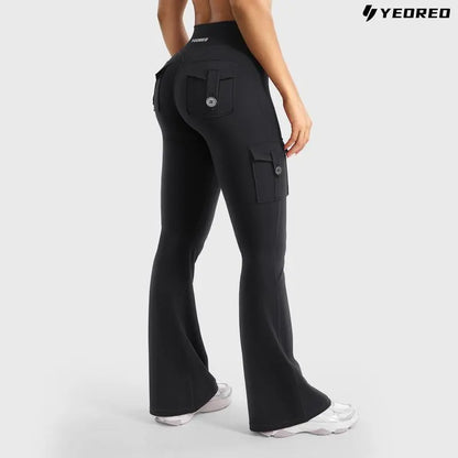 Women's athletic flare pants with hidden pockets