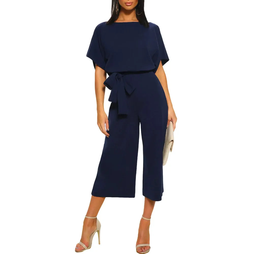 Women's Summer And Autumn Short Sleeved Jumpsuit