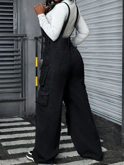Women's Adjustable Strap Denim Jumpsuit