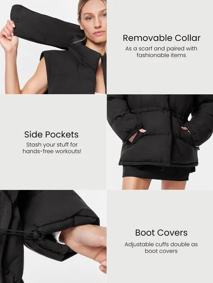 PolarPlay Soft Warm Chill Water-Repellent Lightweight Adjustable Cuffs Waist Detachable Sleeves Collar Puffer Jacket Vest Autumn Winter Outdoor Daily Casual
