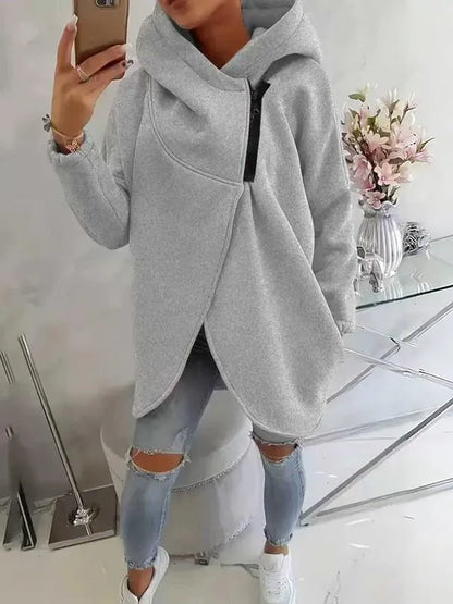 Women'S Plus Size Hooded Sweatshirt, Half-Zip Fashion Design