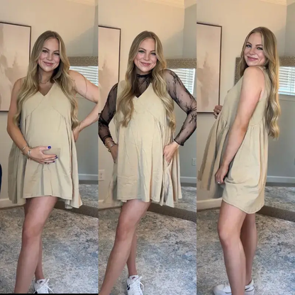 Special Sale❤️ Women's V-Neck Tank Sundress Summer Sleeveless A-Line Mini Dress Casual Loose Dresses with Pockets