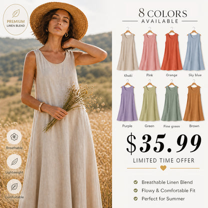 🔥 Last Day Promotion 75% OFF 🔥Women's Sleeveless Cotton And Linen Dress