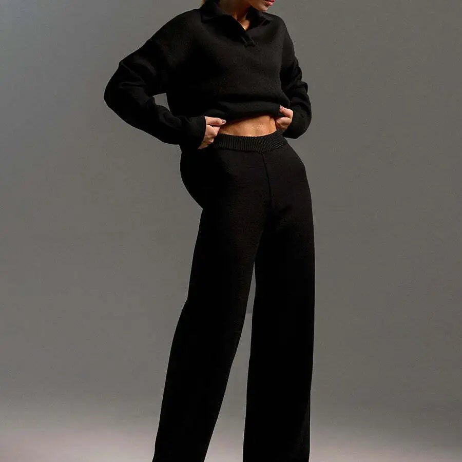 Knit Top and Wide Leg Pants 2 Piece Set