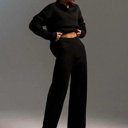 Knit Top and Wide Leg Pants 2 Piece Set