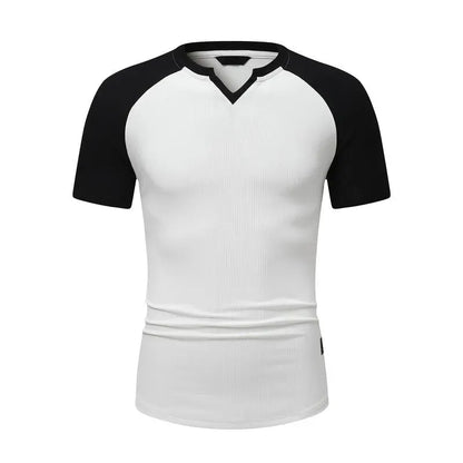 Men's V-Neck Longline Henley Muscle Tee