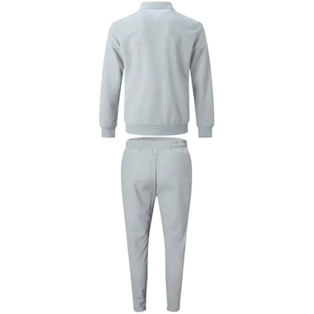 Men’s Zip-Up Tracksuit Set – Sporty 2-Piece Jacket & Pants with Drawstring Waist