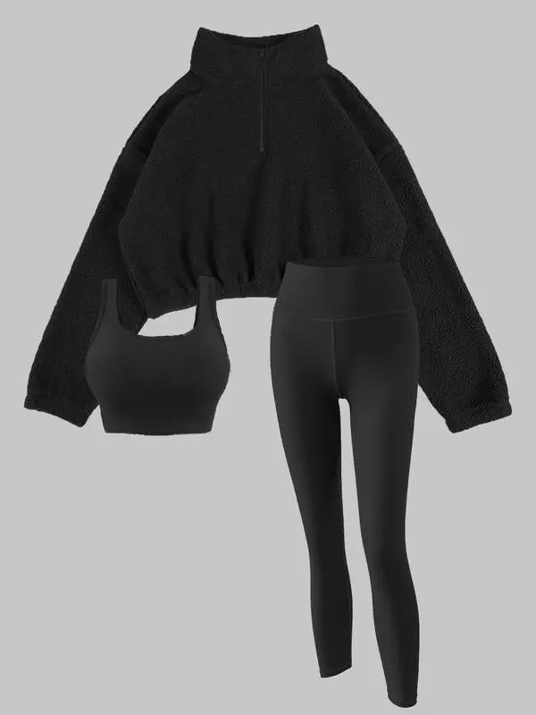 Women's Solid Thermal Lined Tracksuit Set