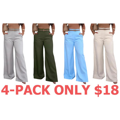 Women's Solid High Waist Wide Leg Pants