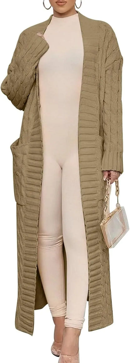 Women's Long Cardigan 2024 Oversized Coat Long Sleeve Open Cardigan Knitted Extra Long Coat Autumn Fashion Jacket Clothes