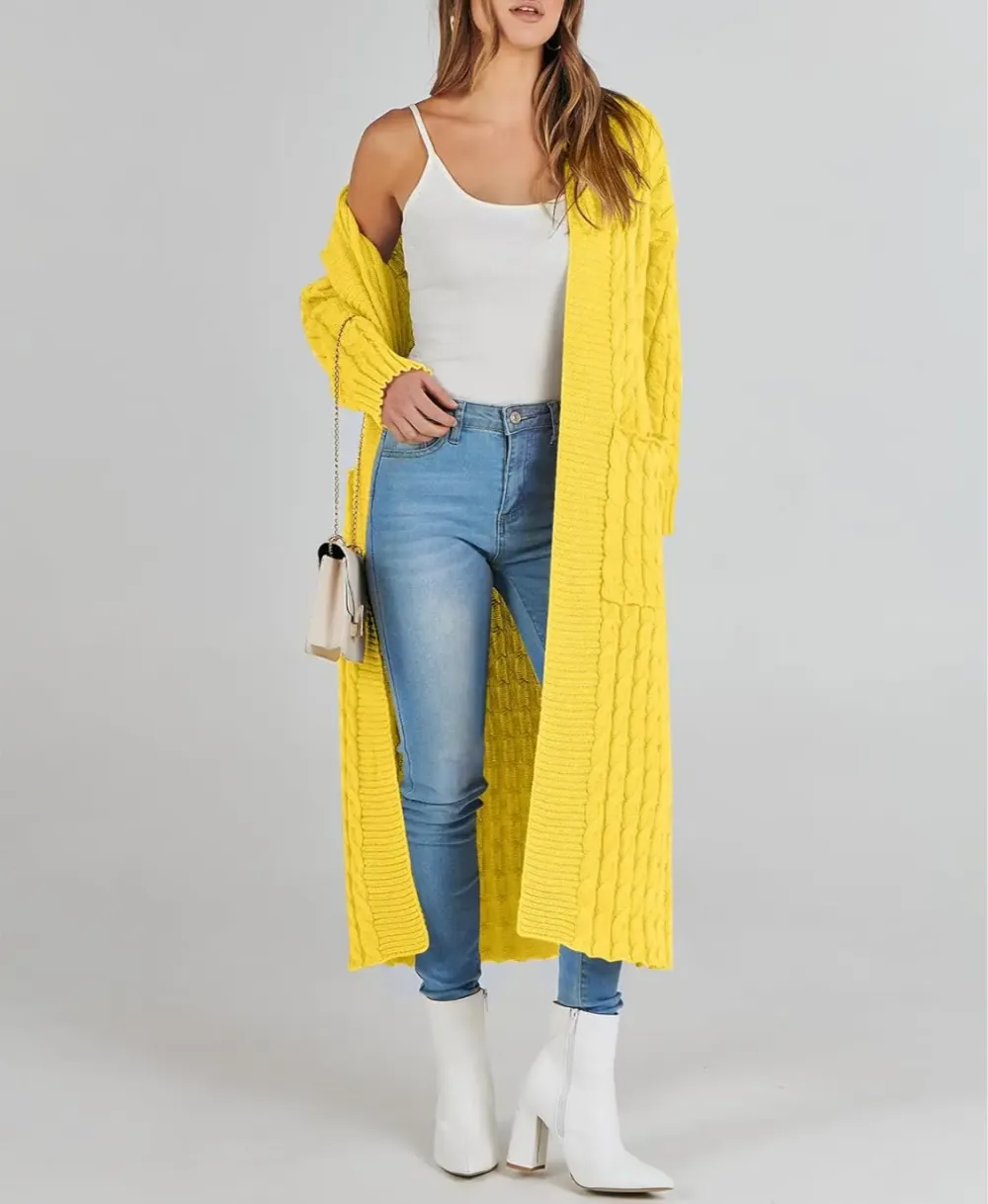 Women's Long Cardigan 2024 Oversized Coat Long Sleeve Open Cardigan Knitted Extra Long Coat Autumn Fashion Jacket Clothes