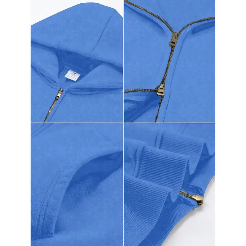 Unisex Oversized Zip-Up Hoodie for Women Plain