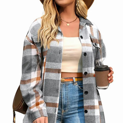 Women's Checkered Shirt Jacket
