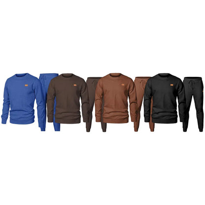 Men’s 2-Piece Sweatsuit – Jacquard Crewneck Sweatshirt & Joggers Set