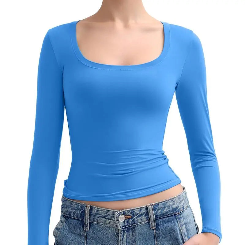 Womens Scoop Neck Long Sleeve Top