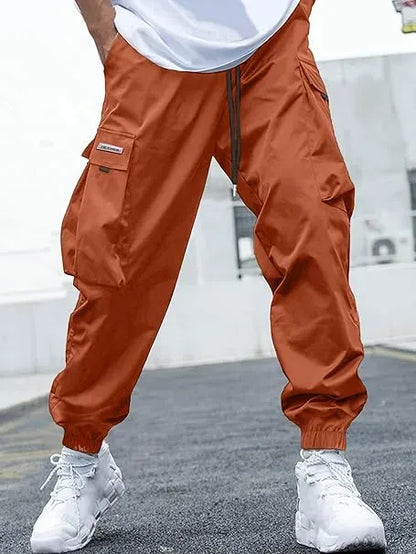 Men's Baggy Solid Color Drawstring Casual Cargo Pants
