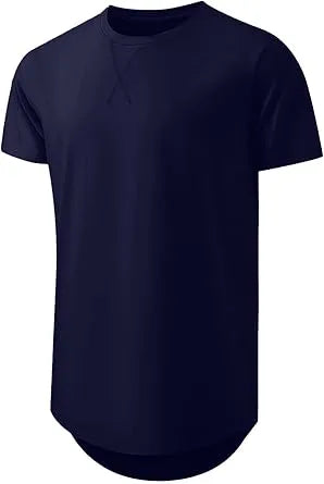 🔥Men's 12-Pack Cotton Hipster Hip Hop Longline Crewneck T-Shirt