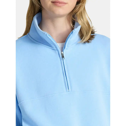 Fleece Half Zip Pullover & Cargo Wide-Leg Pants 2-Piece Set