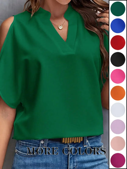 Women's Solid Color Casual Fitted T-Shirt, Short Sleeve Off-Shoulder Top
