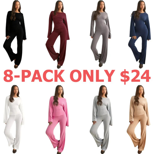 Women's Fall New Round Neck Flare Long Sleeve Top