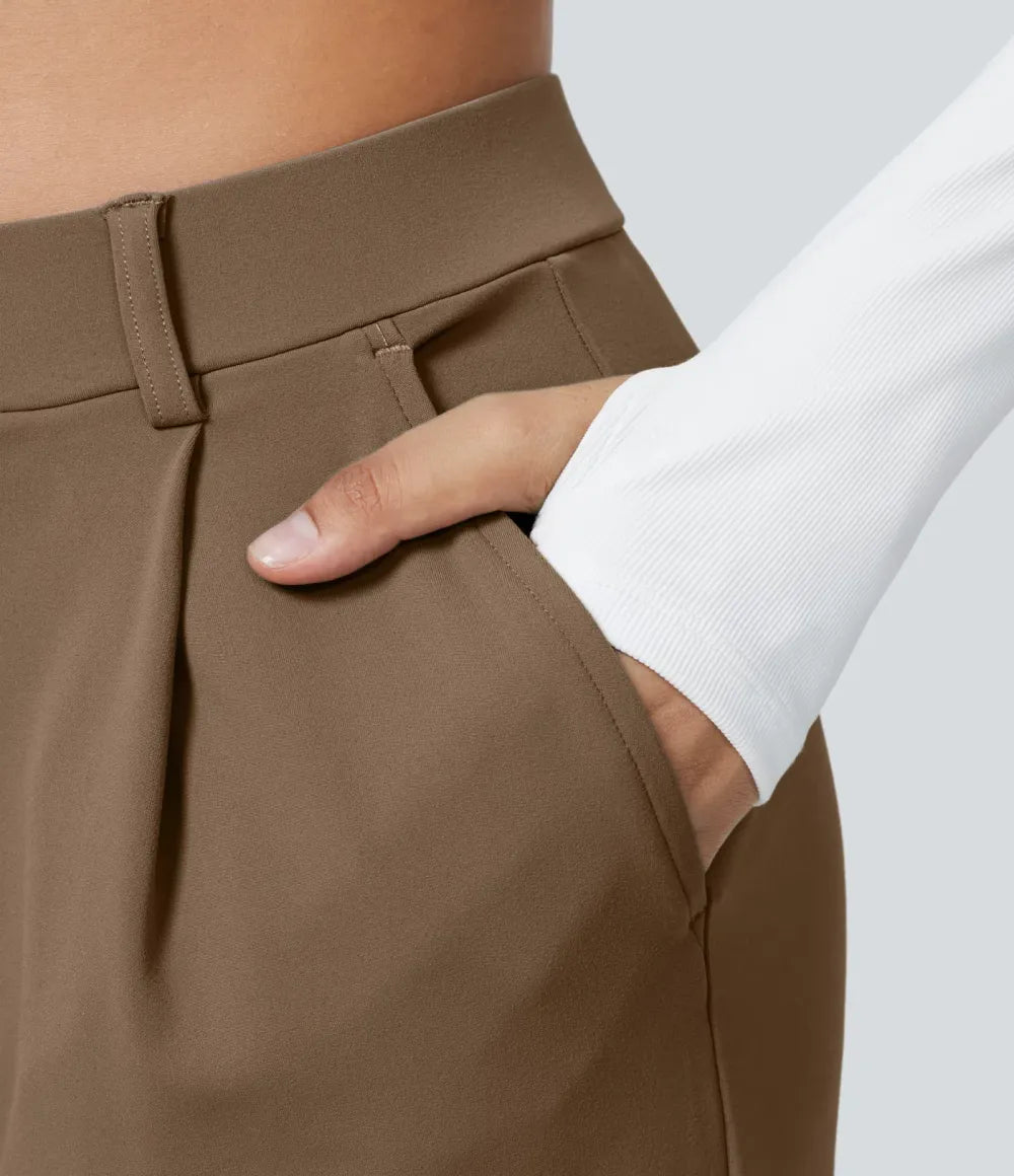 ⏰Big Spring Sale!High Waisted Side Pocket Straight Leg Work Pants