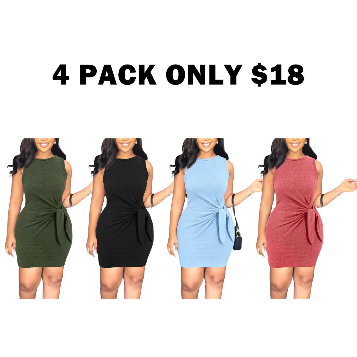 Women's Plain Knot Design Tank Dress