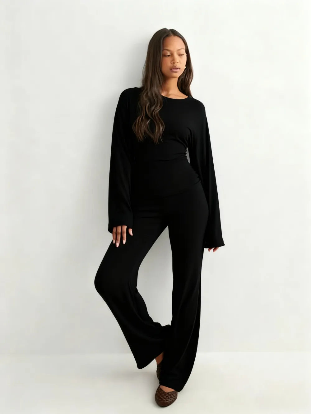 Women's Fall New Round Neck Flare Long Sleeve Top