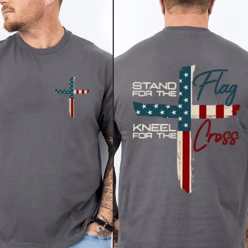 Stand For The Flag Graphic Tees for Cotton Fabric Casual Crew