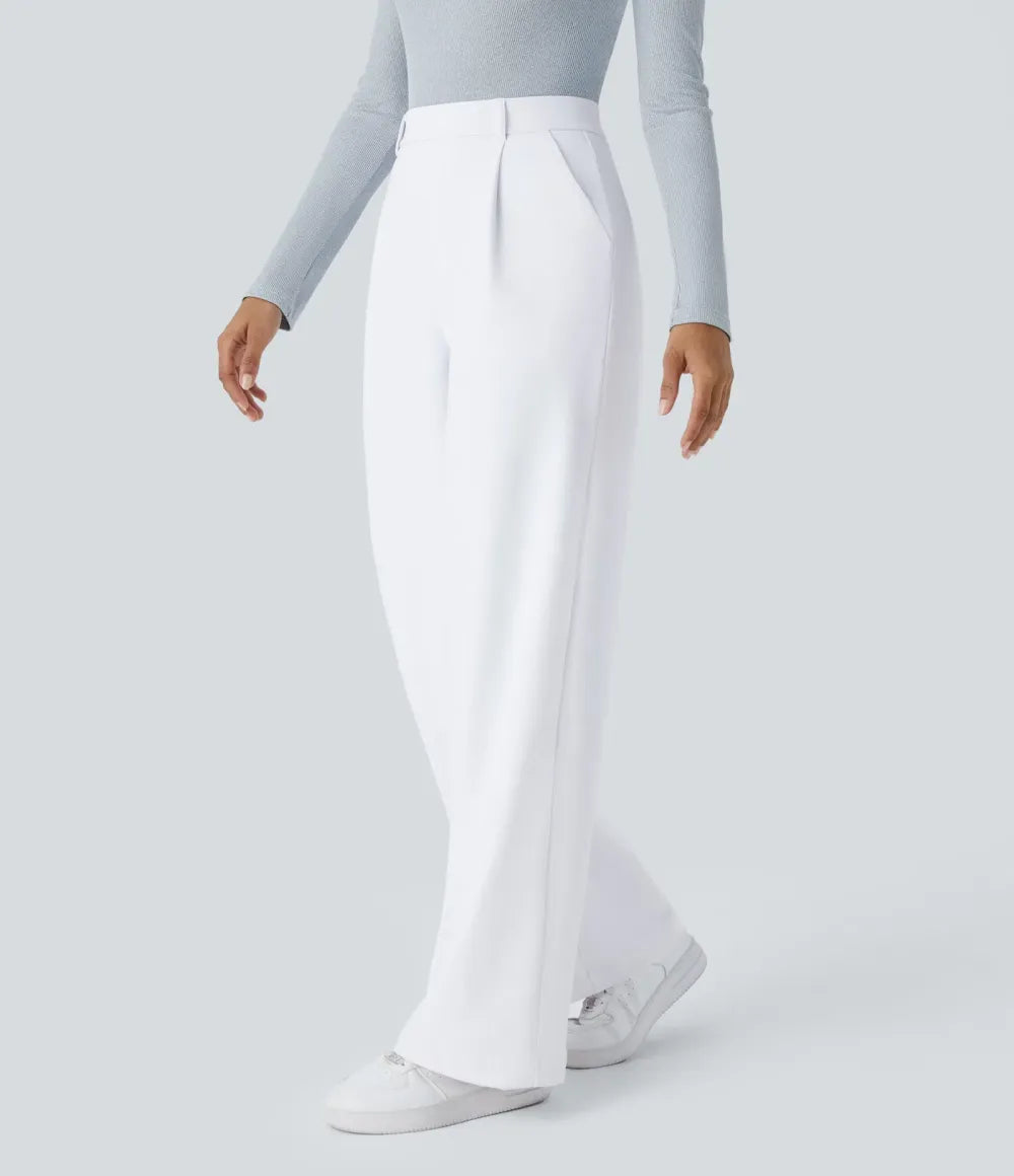 ⏰Big Spring Sale!High Waisted Side Pocket Straight Leg Work Pants
