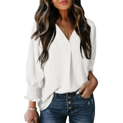 Women's V-Neck 3/4 Sleeve Oversized Tunic Tops