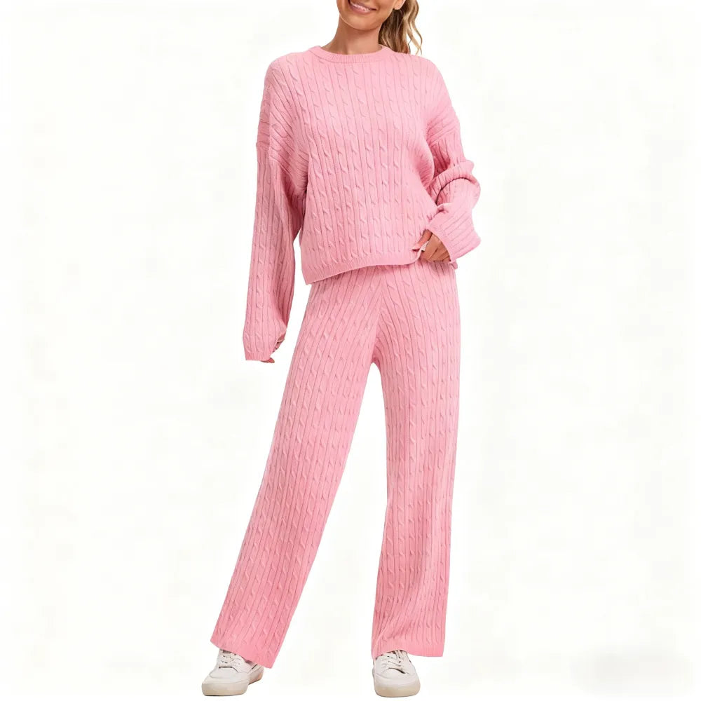 Women's Cable Knit Sweater Lounge Set