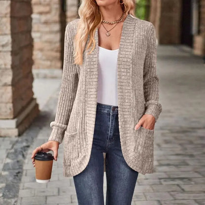 Women 2024 Fall Open Front Long Sleeve Loose Lightweight Knit Sweater