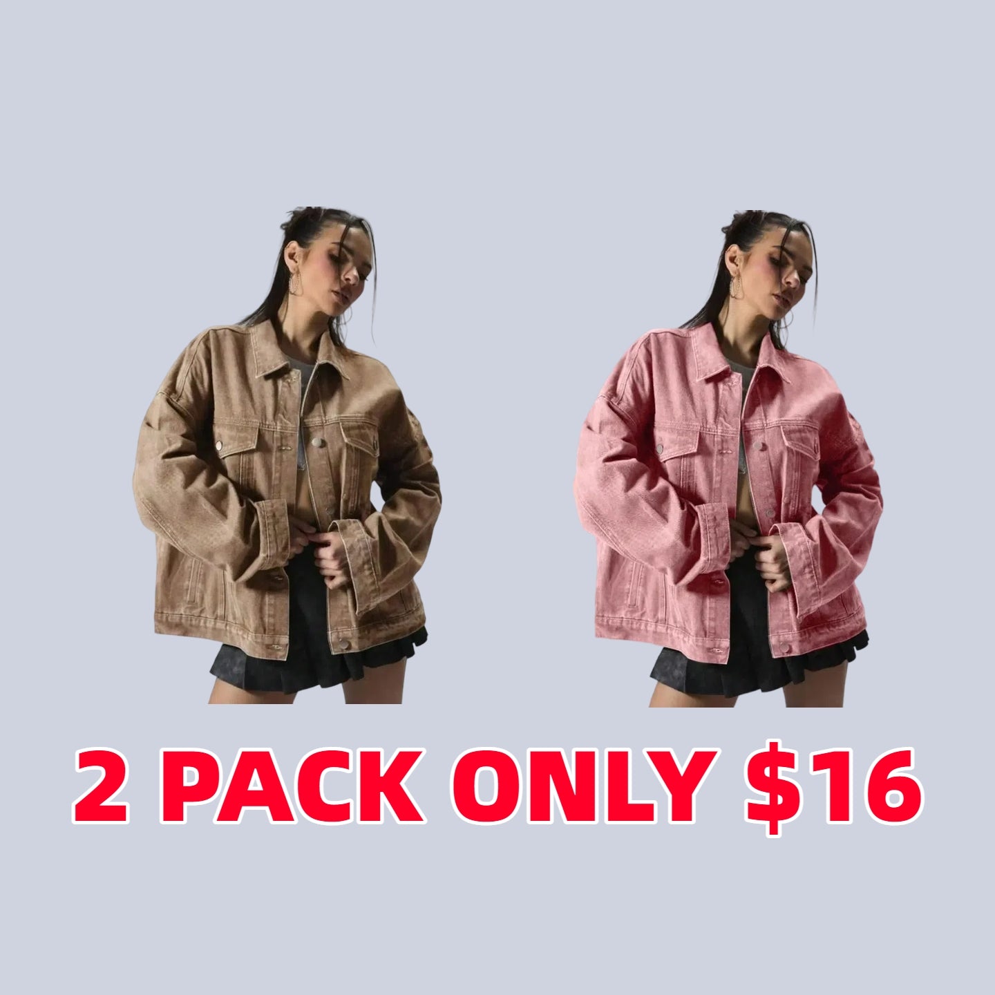 Women's Plain Button Front Drop Shoulder Denim Coat