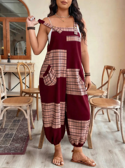 Plus Size Jumpsuit, Casual Comfy Sleeveless Jumpsuit
