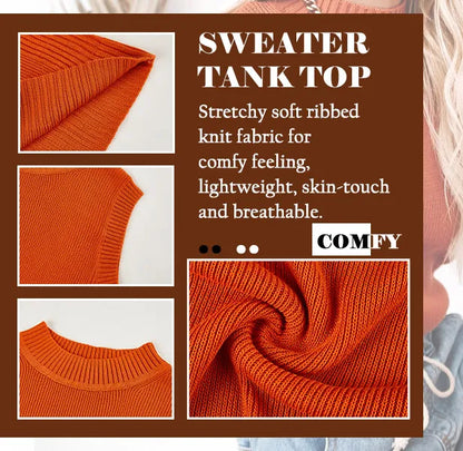 Women Knit Tank Tops Sleeveless Turtleneck Cami Shirts Sweater Vests