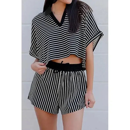 Women's Striped 2 Piece Short Sets
