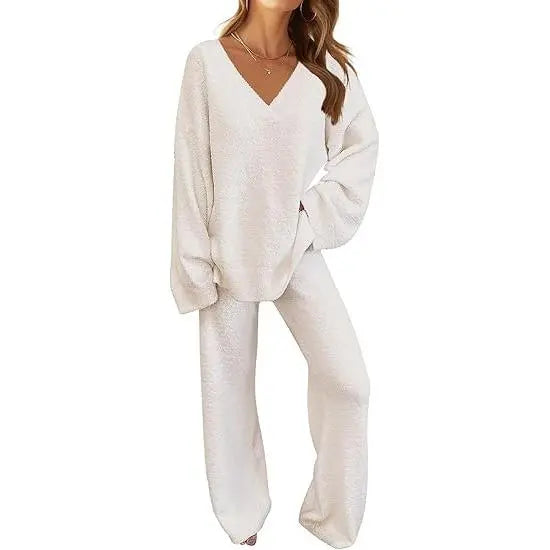 Women's 2 Piece Outfits Fuzzy Fleece Pajama Set Long Sleeve