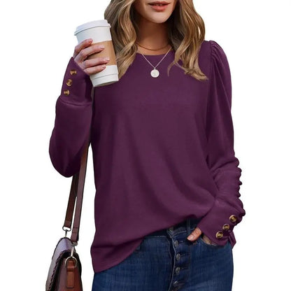 Long Sleeve Shirts for Women Blouses Dressy Casual Puff Sleeve Fashion Clothing Tops with Buttons