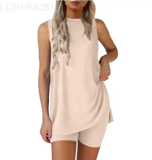 Sleeveless Crewneck Women's 2 Piece Sets
